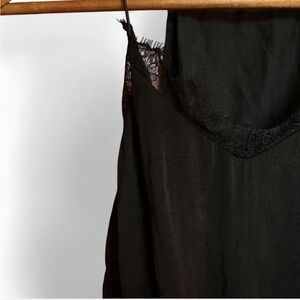 Black silky lace crop top